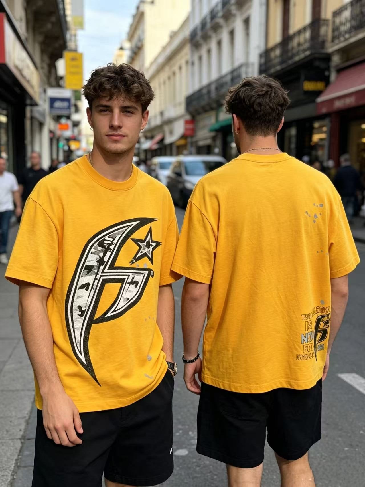 Hellstar No Guts No Glory Yellow Graphic T-Shirt — context