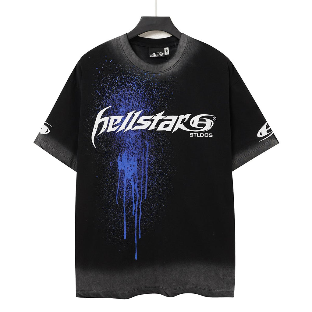 Hellstar STLDOS Blue Spray Graphic T-Shirt — front