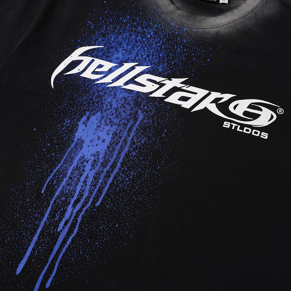 Hellstar STLDOS Blue Spray Graphic T-Shirt — detail