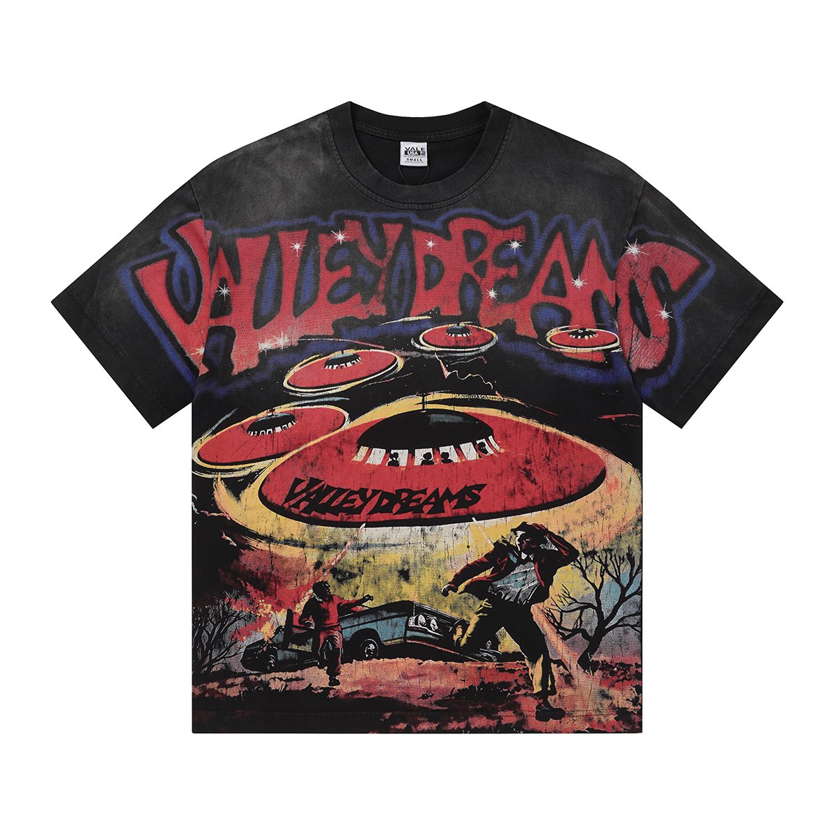 VALLEY UFO Graphic Washed Black T-Shirt — hero