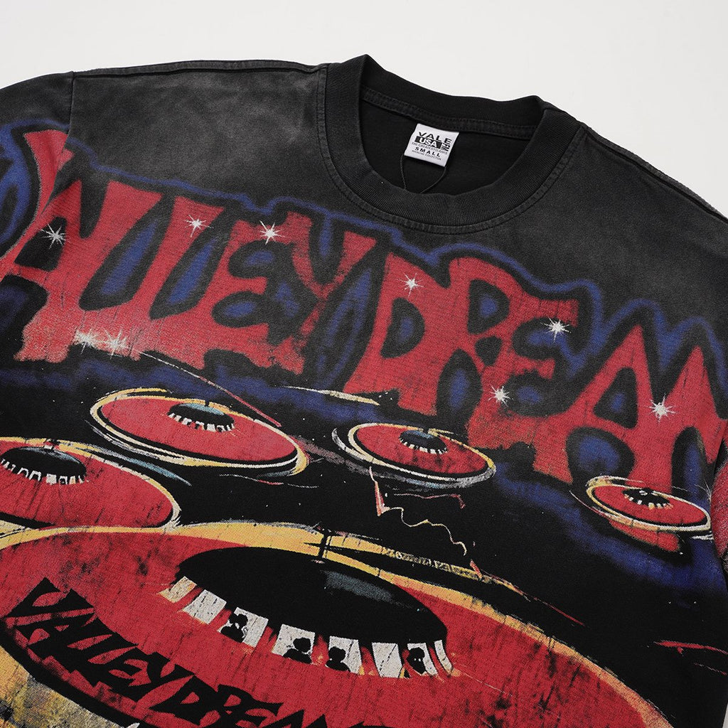 VALLEY UFO Graphic Washed Black T-Shirt — detail