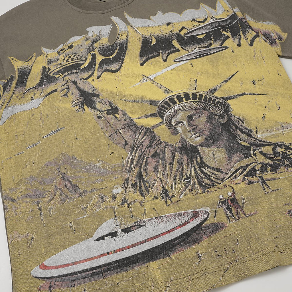 VALLEY Olive Statue of Liberty Graphic Short-Sleeve T-Shirt — detail