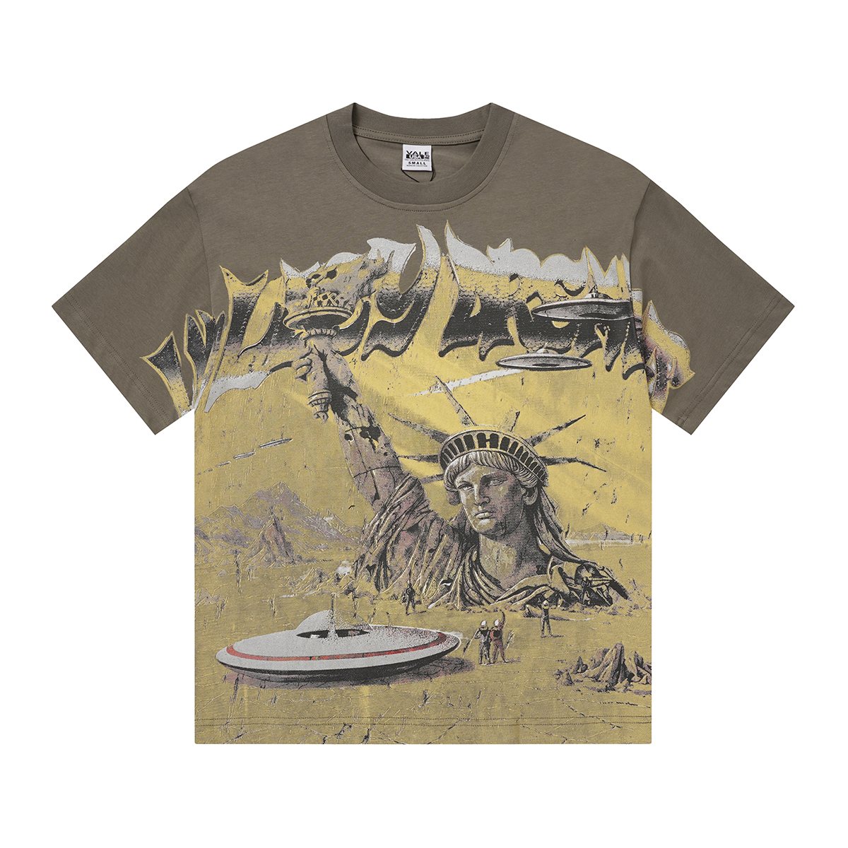 VALLEY Olive Statue of Liberty Graphic Short-Sleeve T-Shirt — hero