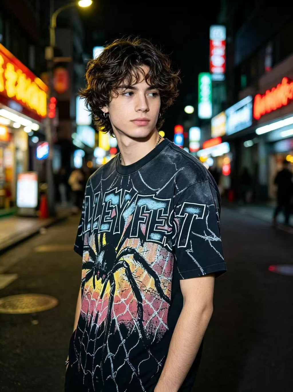 VALLEY Fest Spider Web Graphic T-Shirt — model