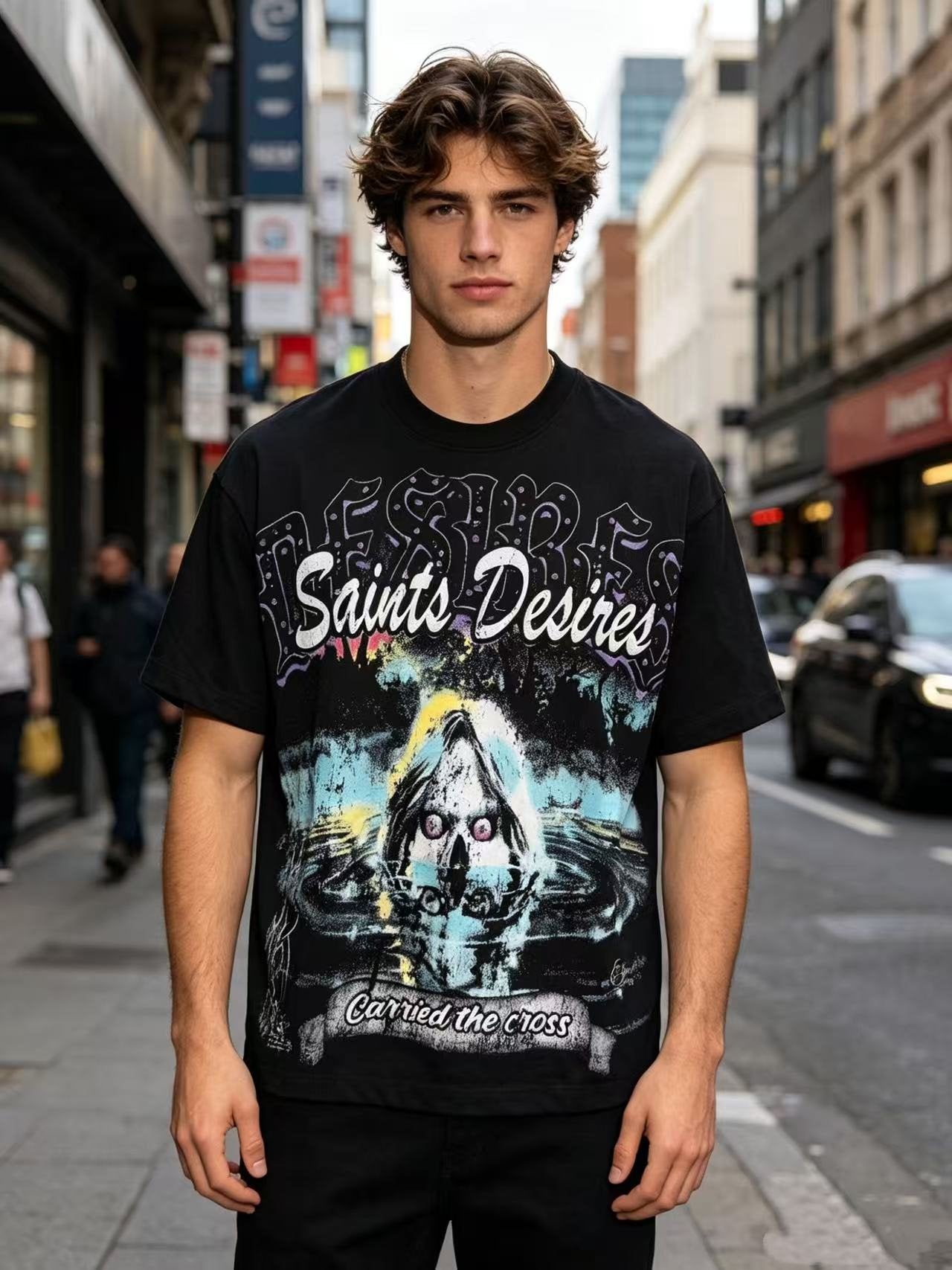 SAINT Desires Graphic Short-Sleeve T-Shirt — model