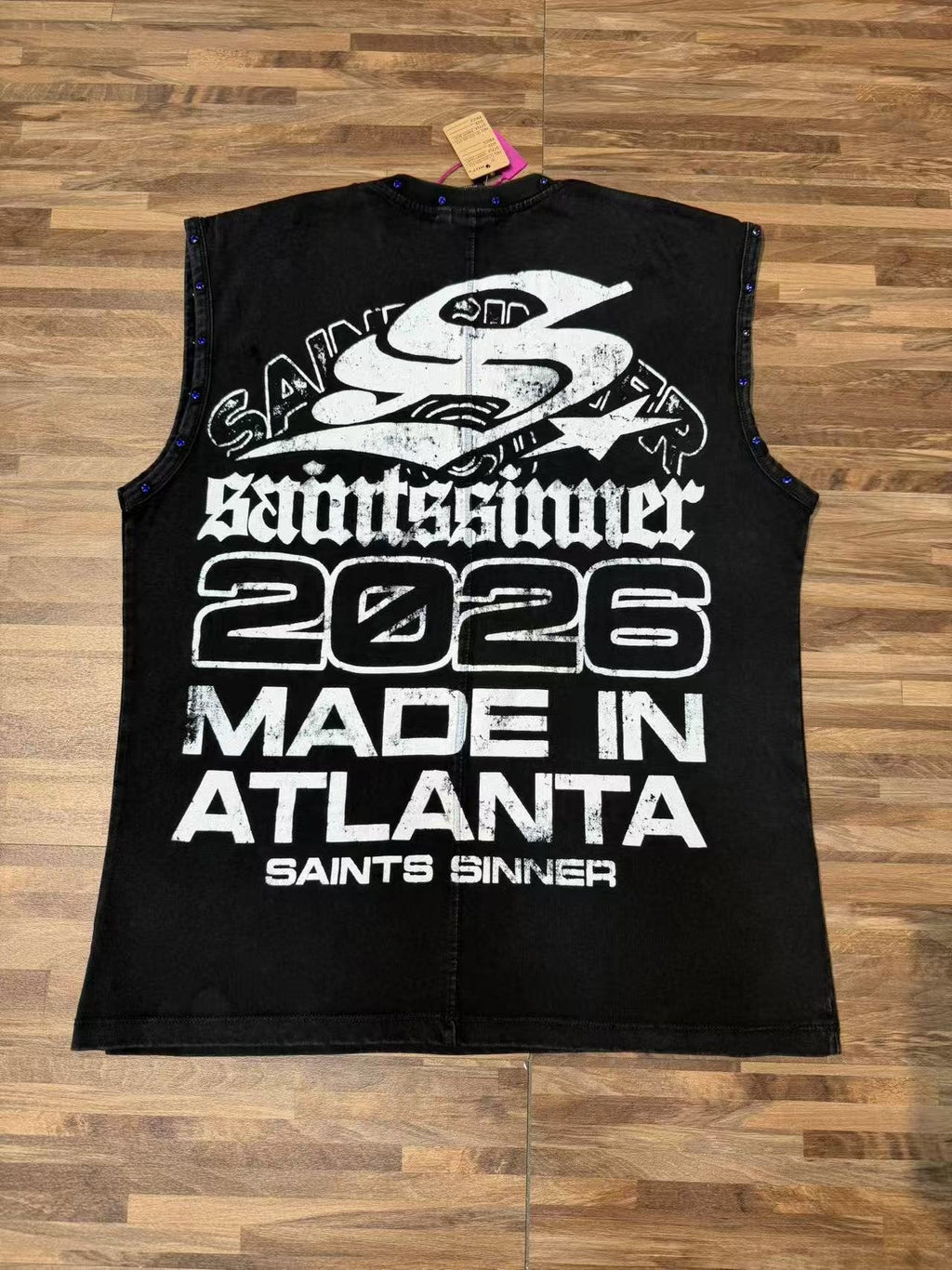 SAINT Sinner Washed Graphic Sleeveless T-Shirt — back