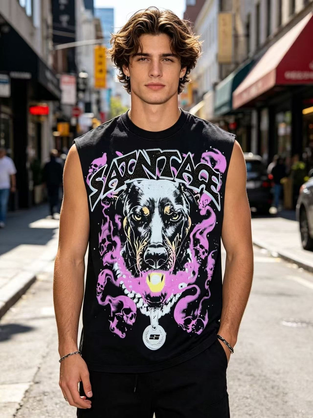 SAINT Dog Graphic Sleeveless T-Shirt — hero