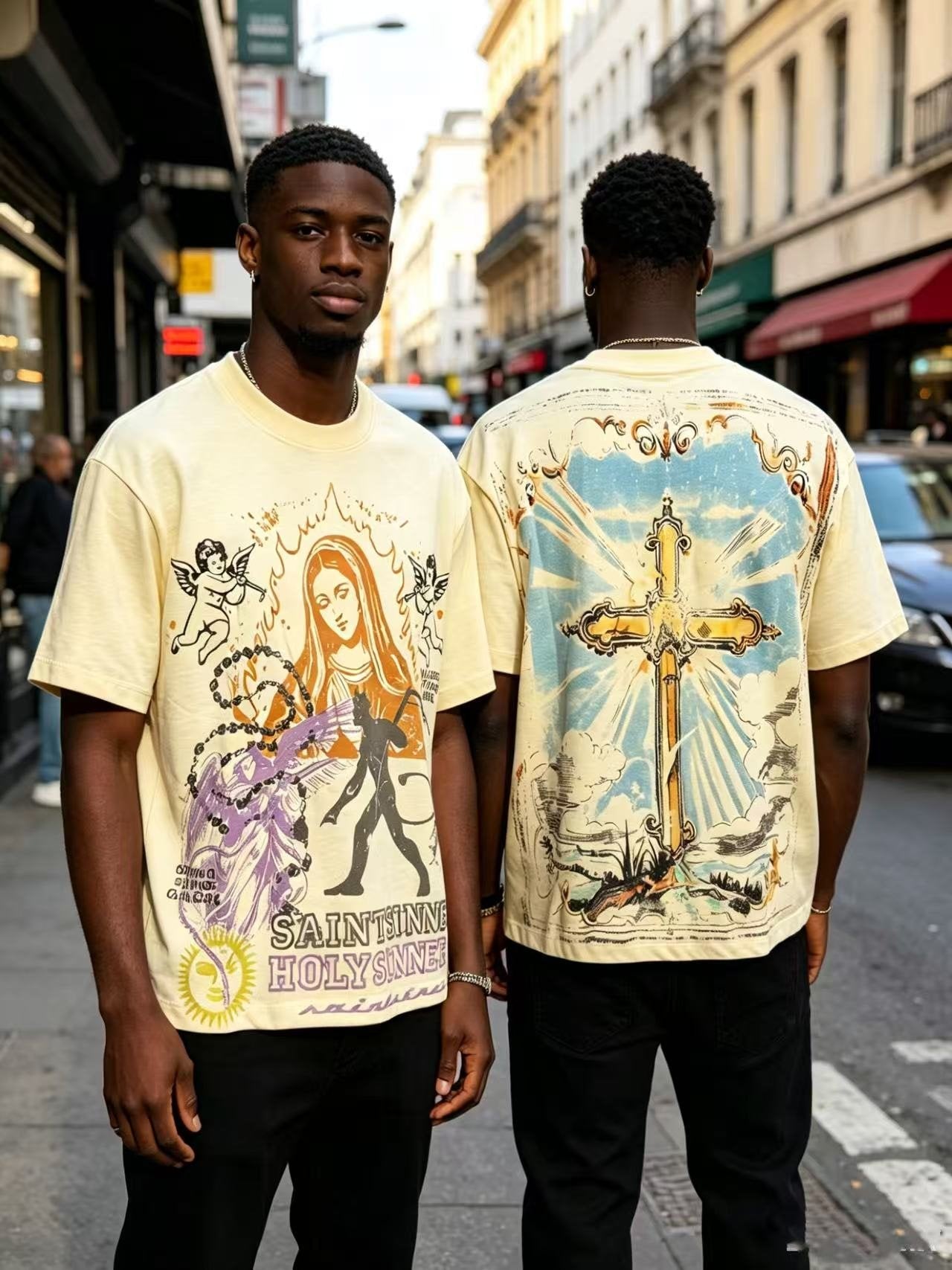 SAINT Cherub & Cross Short-Sleeve T-Shirt — context