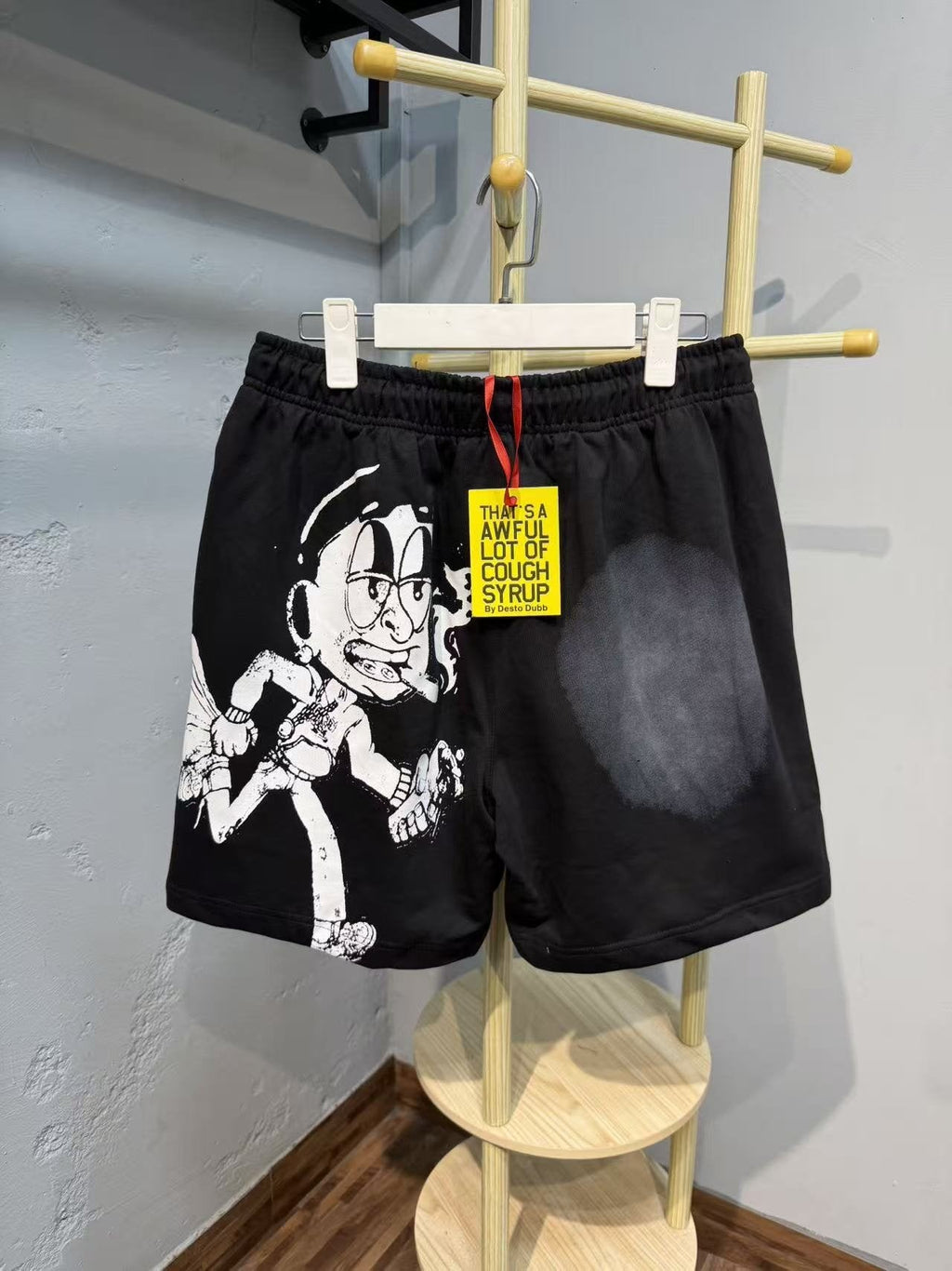 THAT'S A AWFUL LOT OF COUGH SYRUP Drawstring Graphic Shorts — context