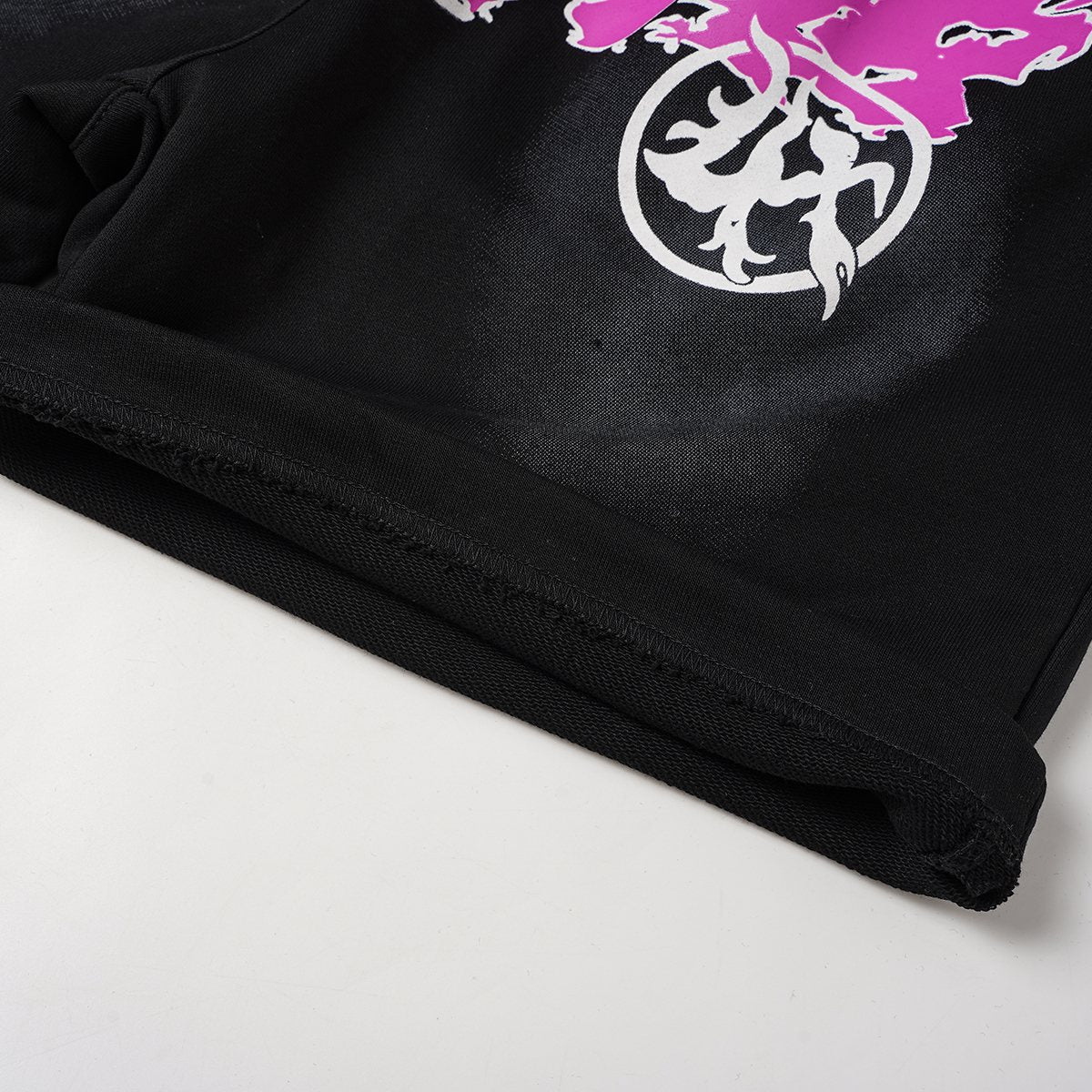 THAT'S A AWFUL LOT OF COUGH SYRUP Black Front Graphic Shorts — detail