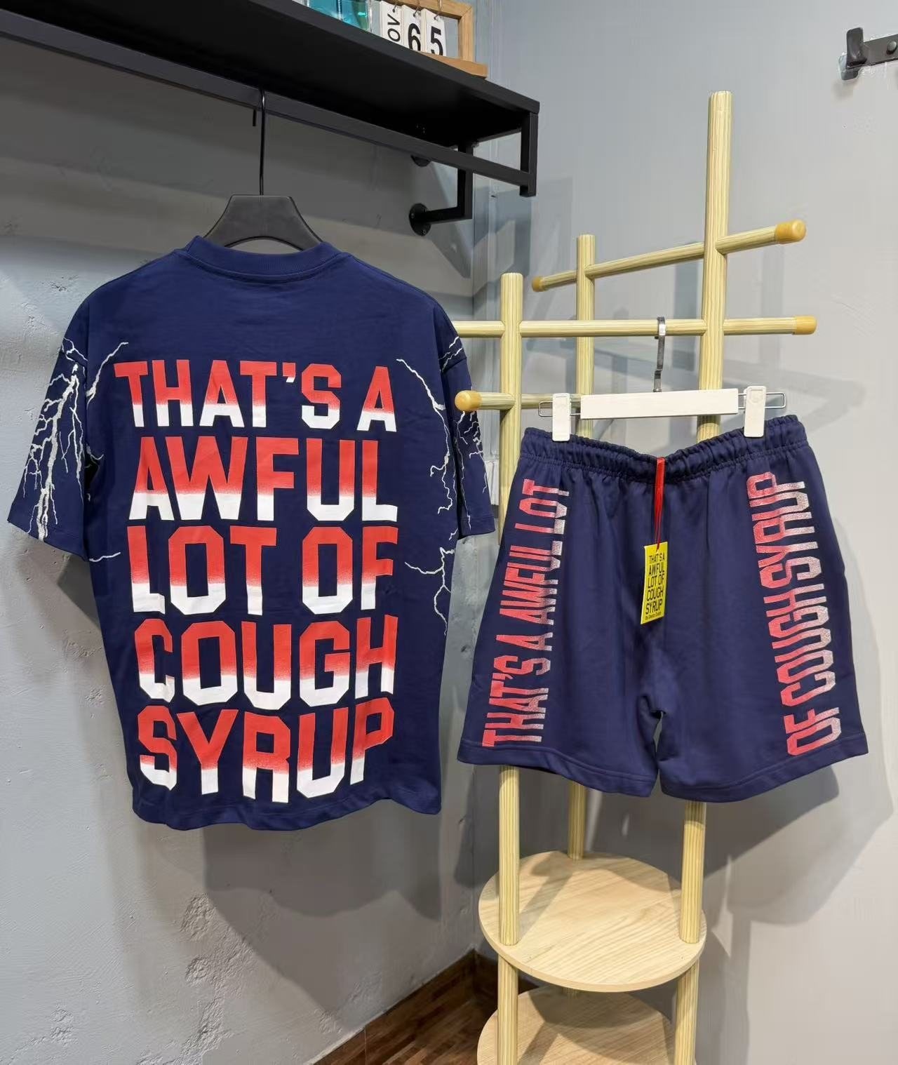 THAT'S A AWFUL LOT OF COUGH SYRUP Graphic T-Shirt & Shorts Set — context