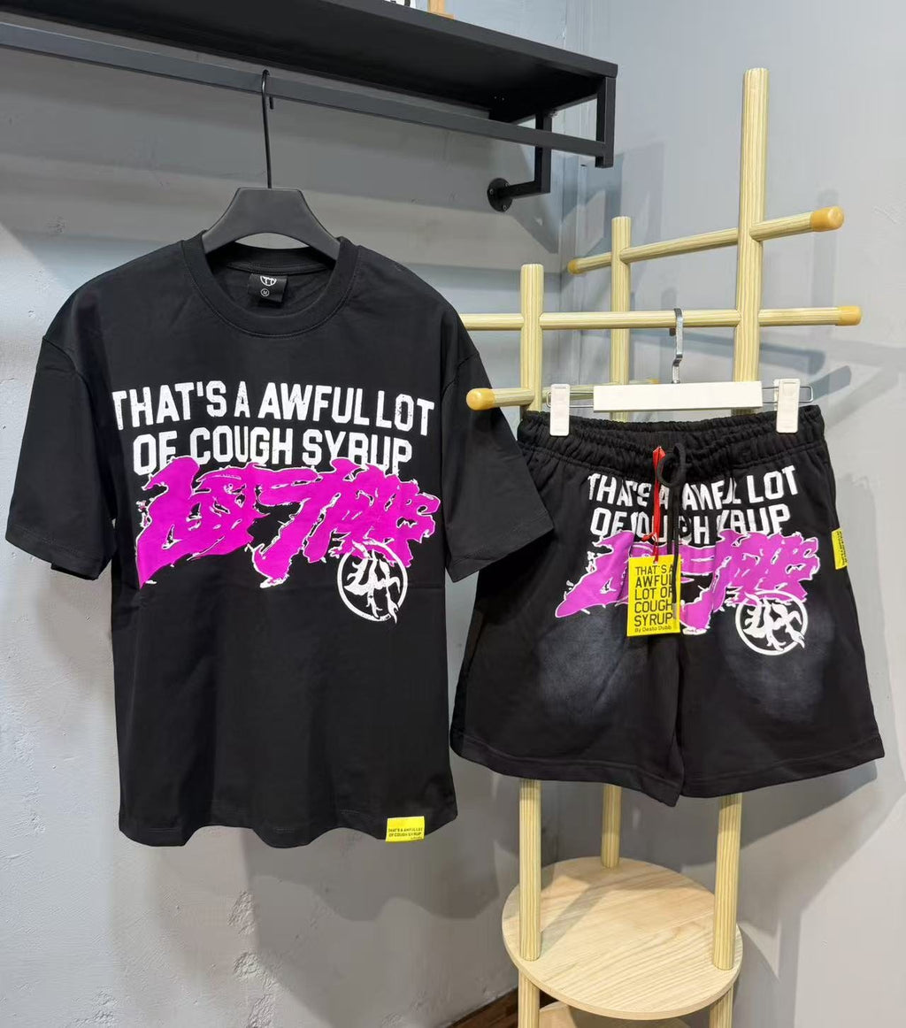 THAT'S A AWFUL LOT OF COUGH SYRUP Graphic T-Shirt & Shorts Set — context