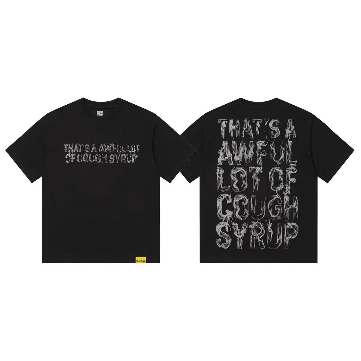 THAT'S A AWFUL LOT OF COUGH SYRUP Tonal Distressed T-Shirt & Shorts Set — detail