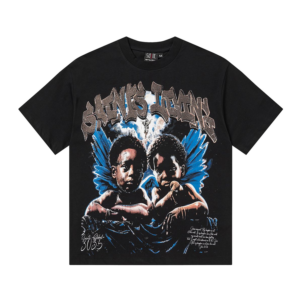 SAINT Rhinestone Graphic Short-Sleeve T-Shirt — front