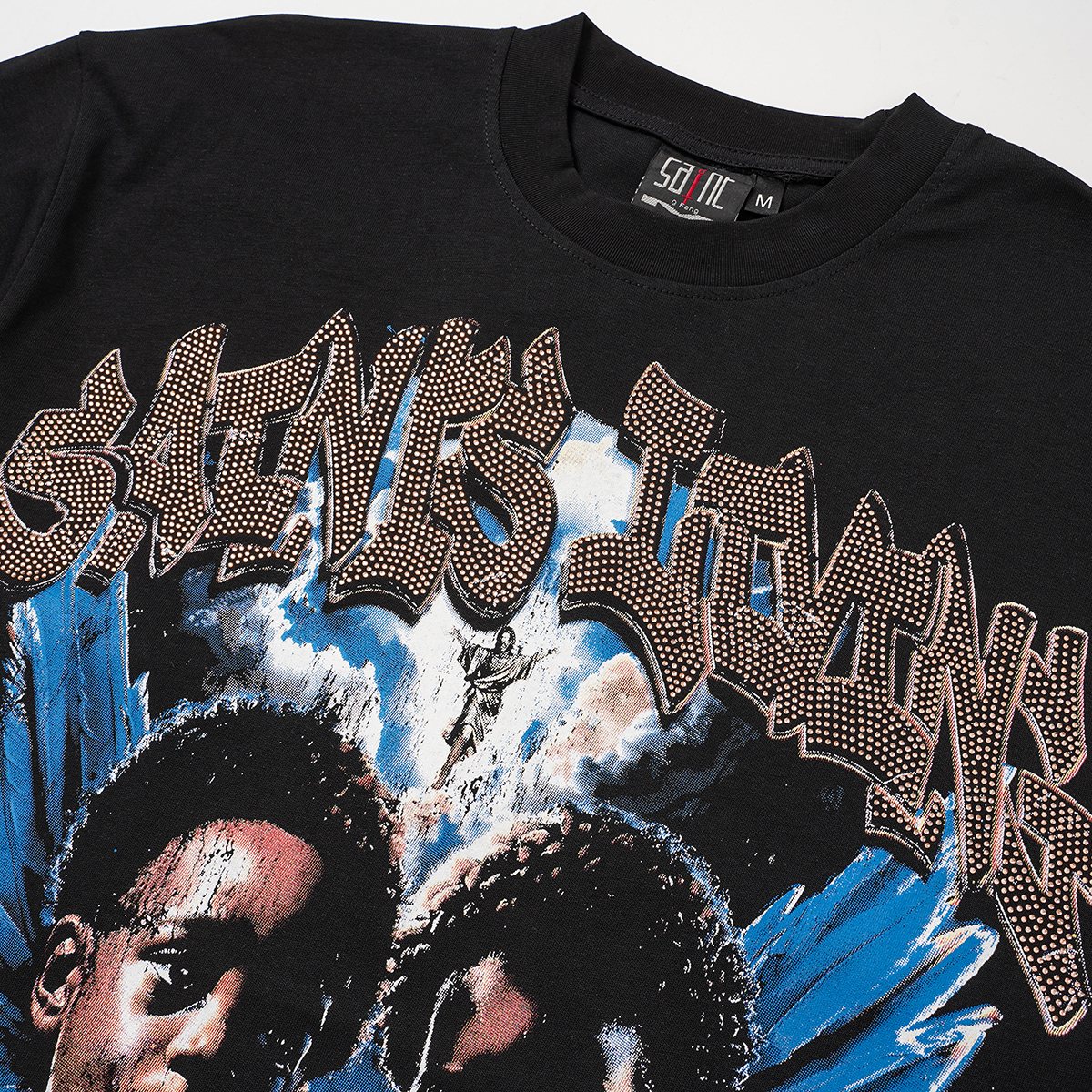 SAINT Rhinestone Graphic Short-Sleeve T-Shirt — detail
