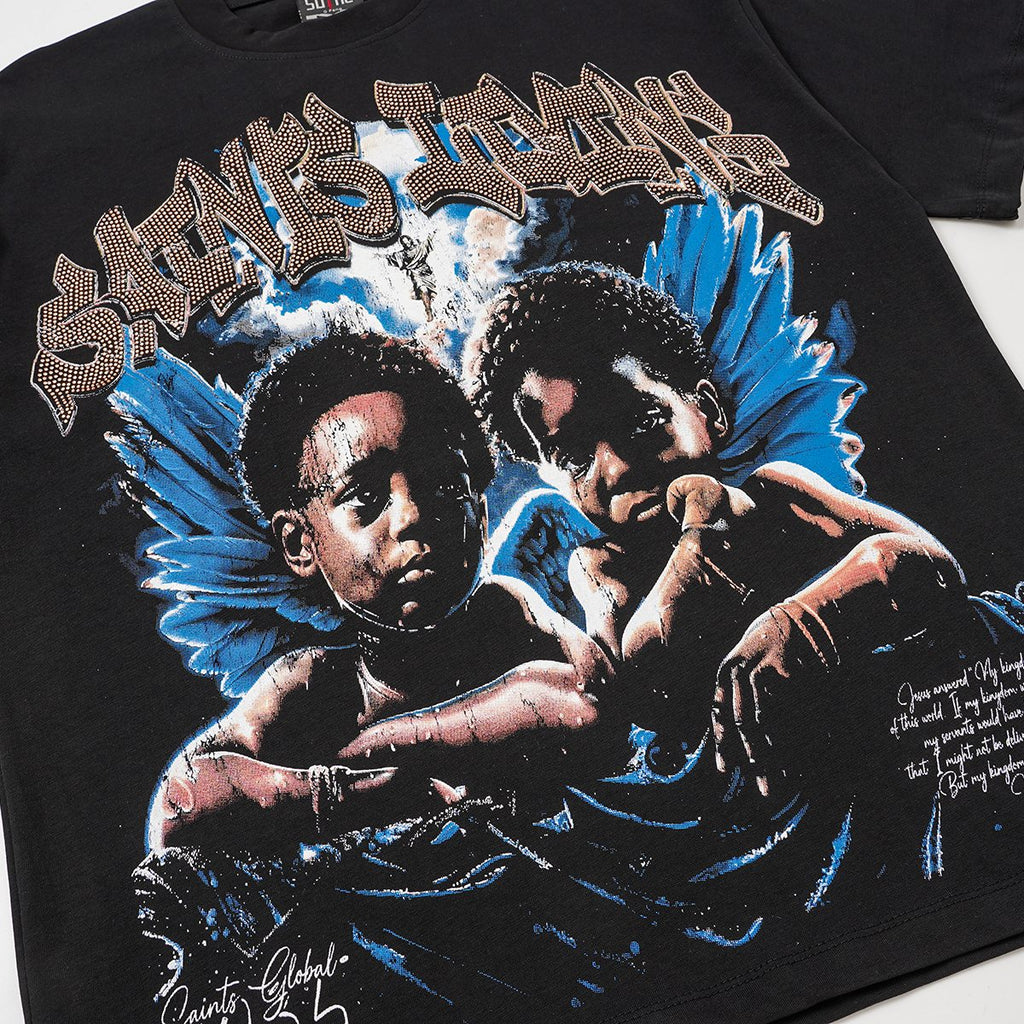 SAINT Rhinestone Graphic Short-Sleeve T-Shirt — detail