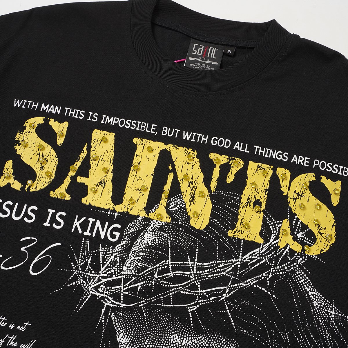 SAINT Religious Graphic Short-Sleeve T-Shirt — detail