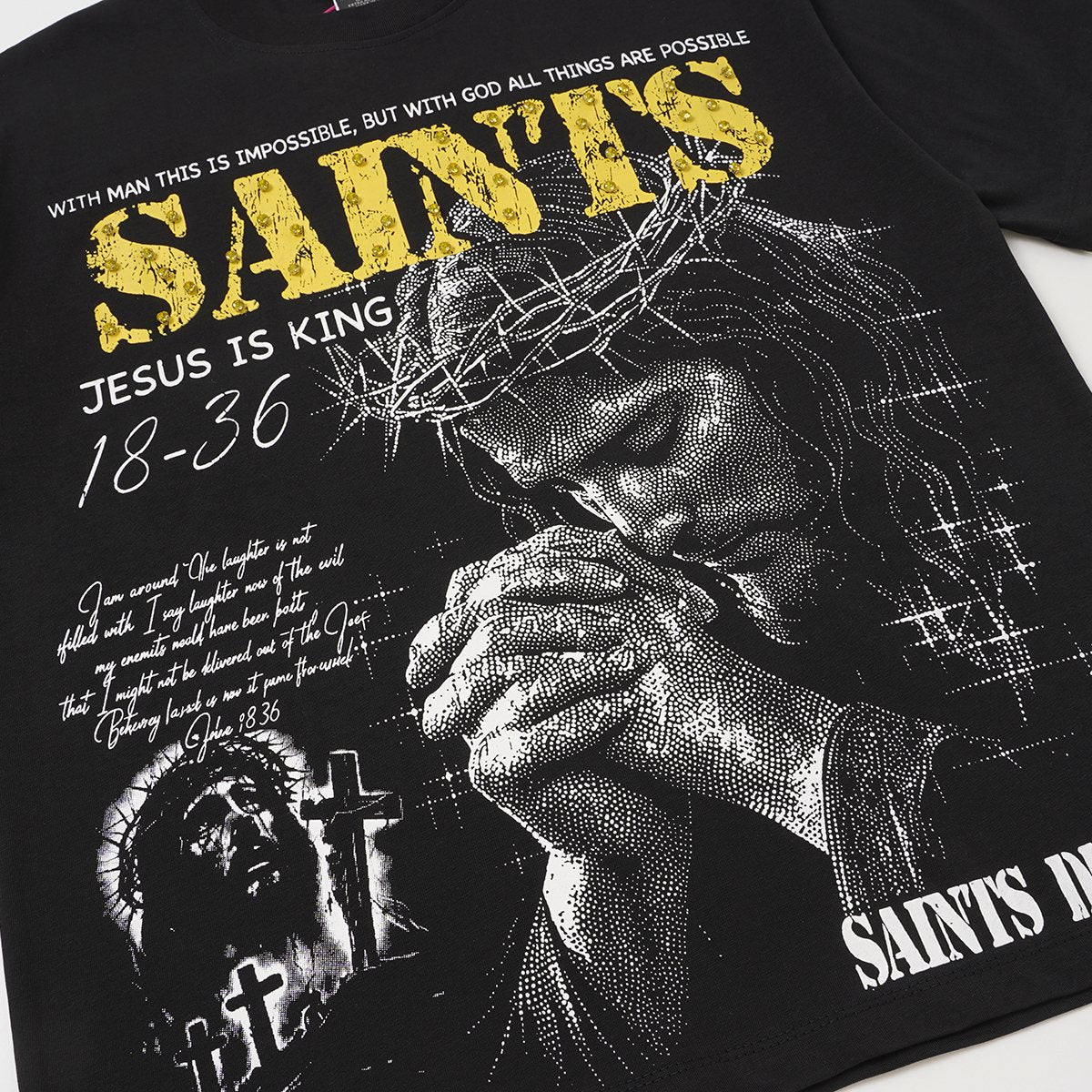 SAINT Religious Graphic Short-Sleeve T-Shirt — detail