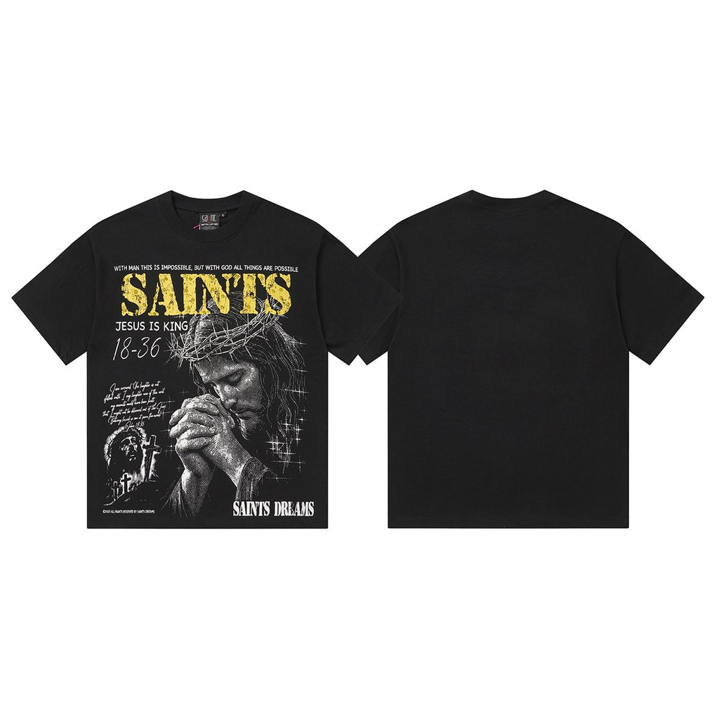 SAINT Religious Graphic Short-Sleeve T-Shirt — front