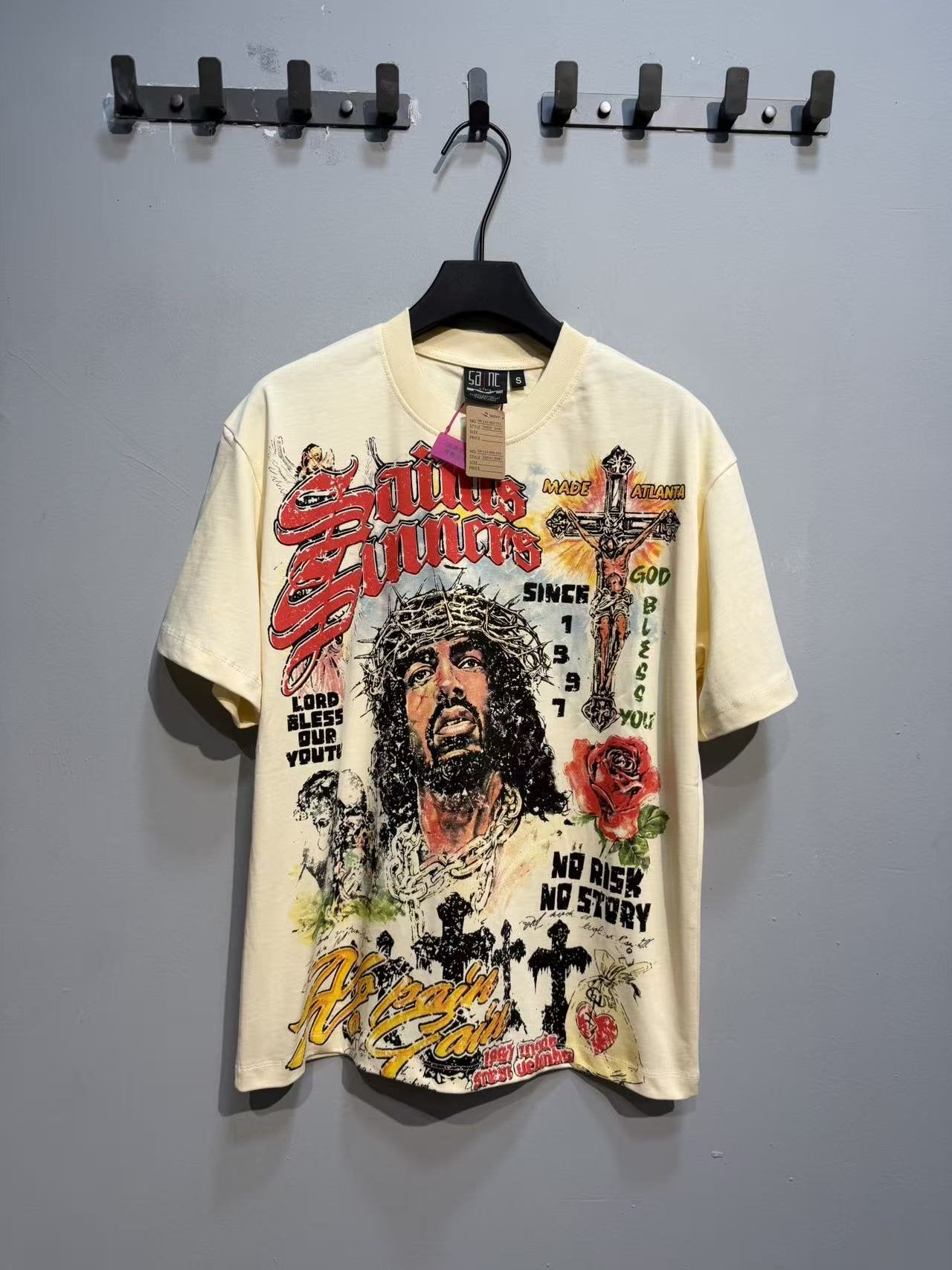 SAINT Religious-Inspired Graphic Short-Sleeve T-Shirt — front