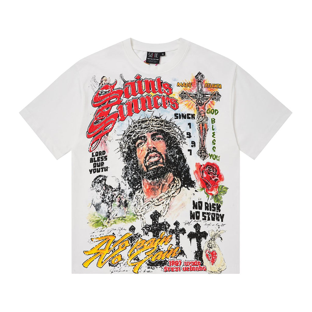 SAINT Religious-Inspired Graphic Short-Sleeve T-Shirt — hero