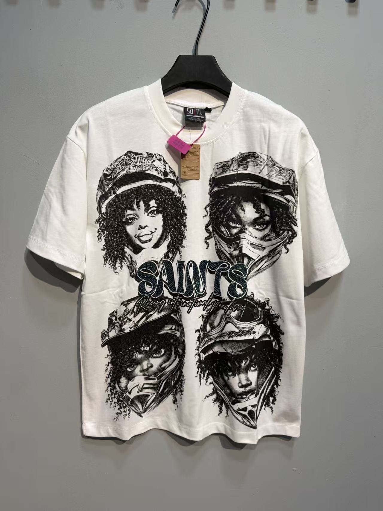 SAINT Racing Portrait Rhinestone Short-Sleeve T-Shirt — front