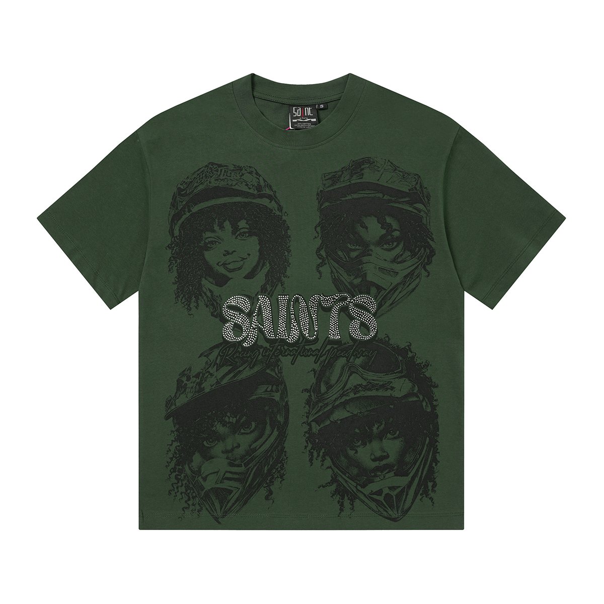 SAINT Racing Portrait Rhinestone Short-Sleeve T-Shirt — hero