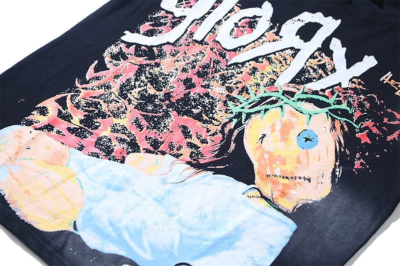 HELLSTAR Washed Black Front & Back Graphic T-Shirt — detail