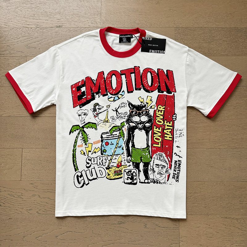 MIXED EMOTION Contrast-Trim Graphic Ringer T-Shirt — hero
