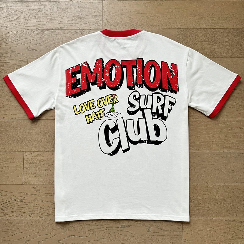 MIXED EMOTION Contrast-Trim Graphic Ringer T-Shirt — back