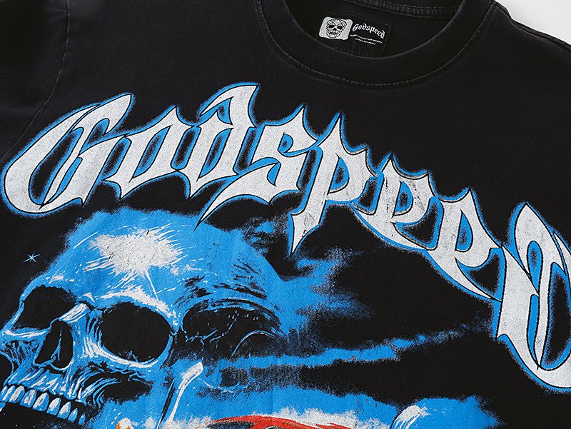 Godspeed Washed Black Truck Skull Graphic T-Shirt — detail