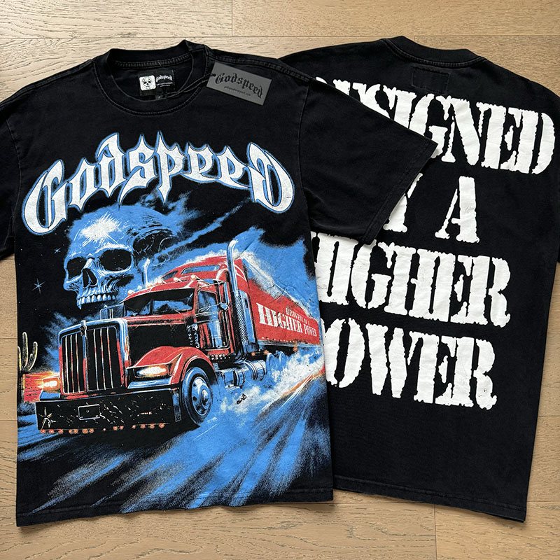 Godspeed Washed Black Truck Skull Graphic T-Shirt — comparison