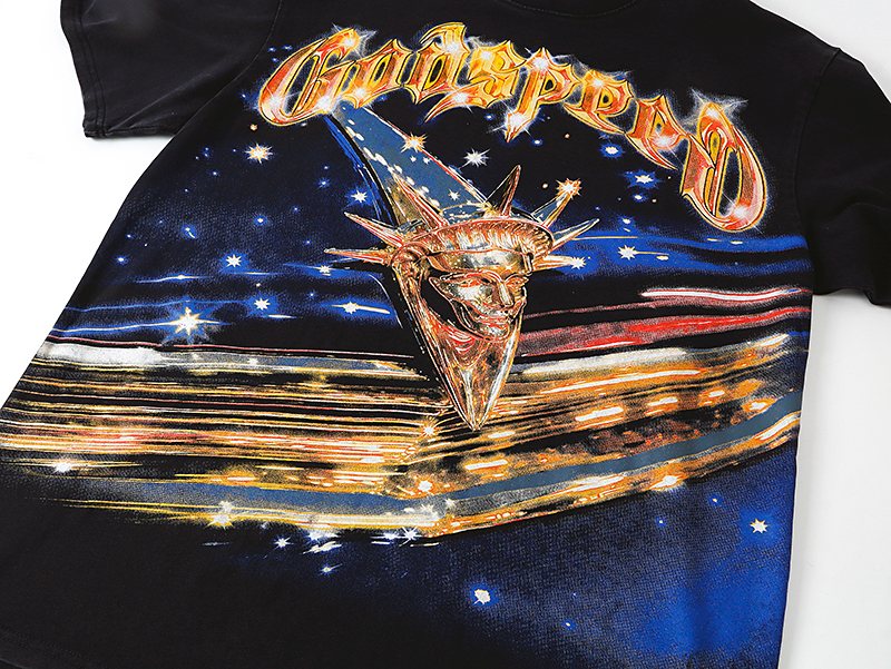 Godspeed Washed Black Front & Back Graphic T-Shirt — detail