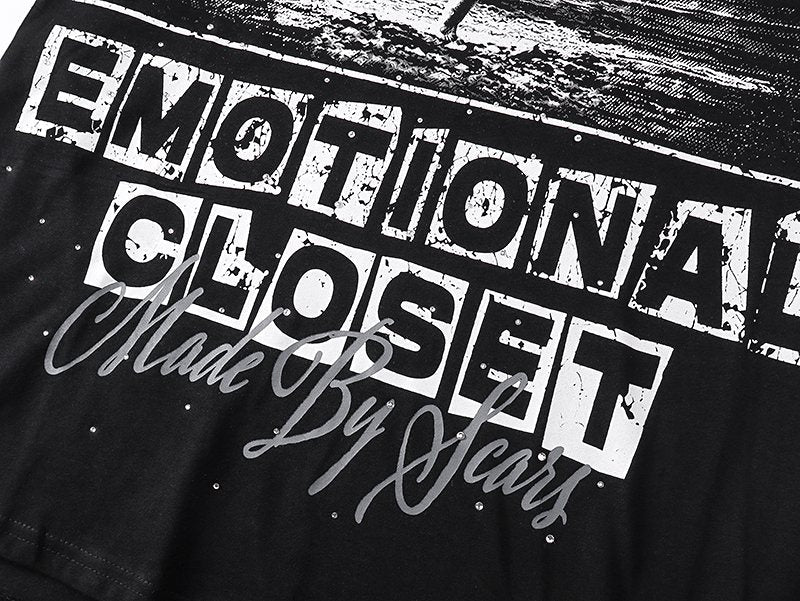 MIXED EMOTION Rhinestone-Style Graphic T-Shirt — detail