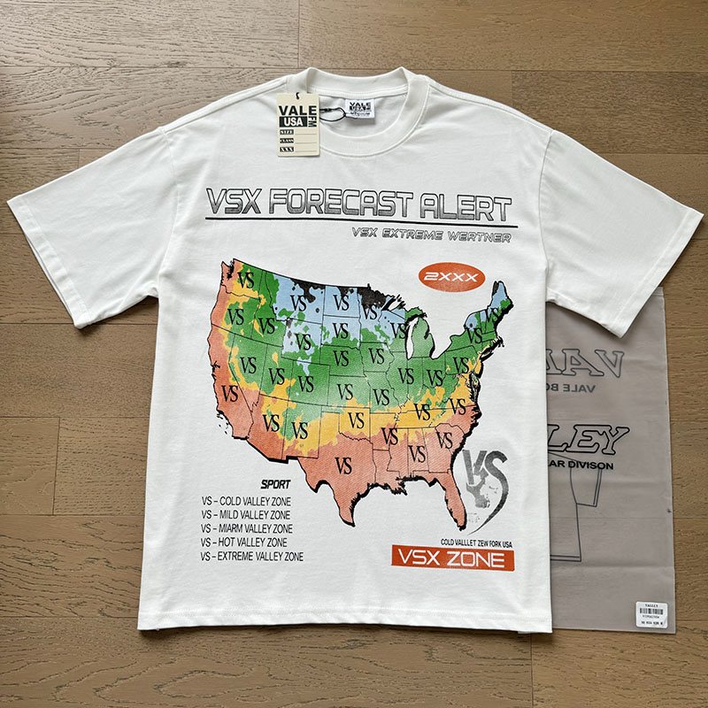 VALE USA Forecast Alert Weather Map Graphic T-Shirt — context