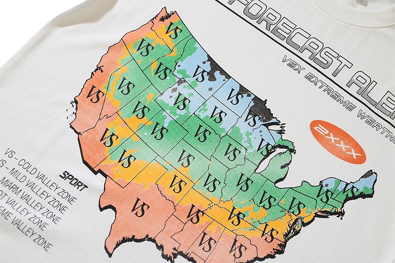 VALE USA Forecast Alert Weather Map Graphic T-Shirt — detail