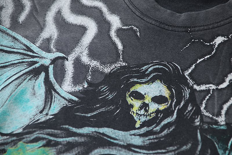 VALE USA Grim Reaper Graphic T-Shirt - Charcoal Black — detail