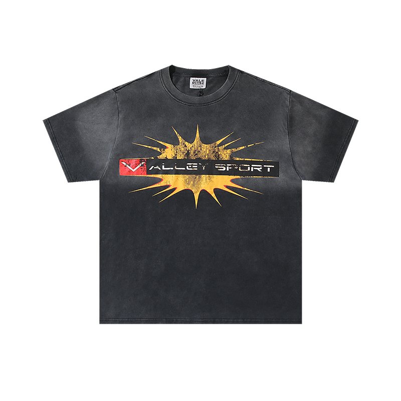 VALE USA Washed Charcoal Sport Crest Graphic T-Shirt — hero
