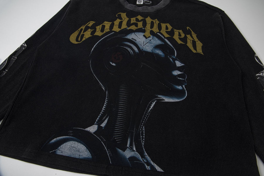 Godspeed Out of Many One Robot Graphic Long-Sleeve T-Shirt — detail