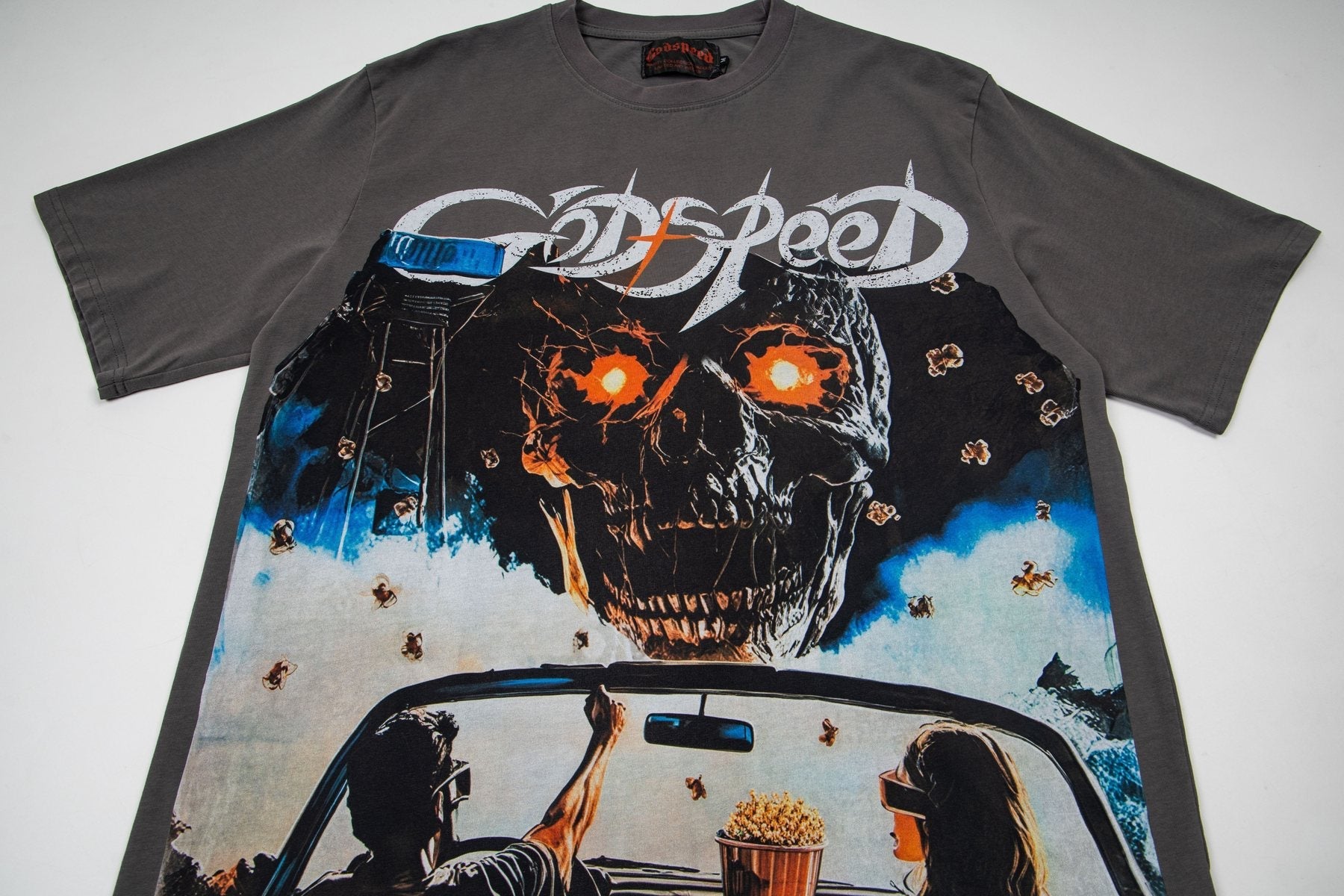 Godspeed Skull & Car Graphic Short-Sleeve T-Shirt — front