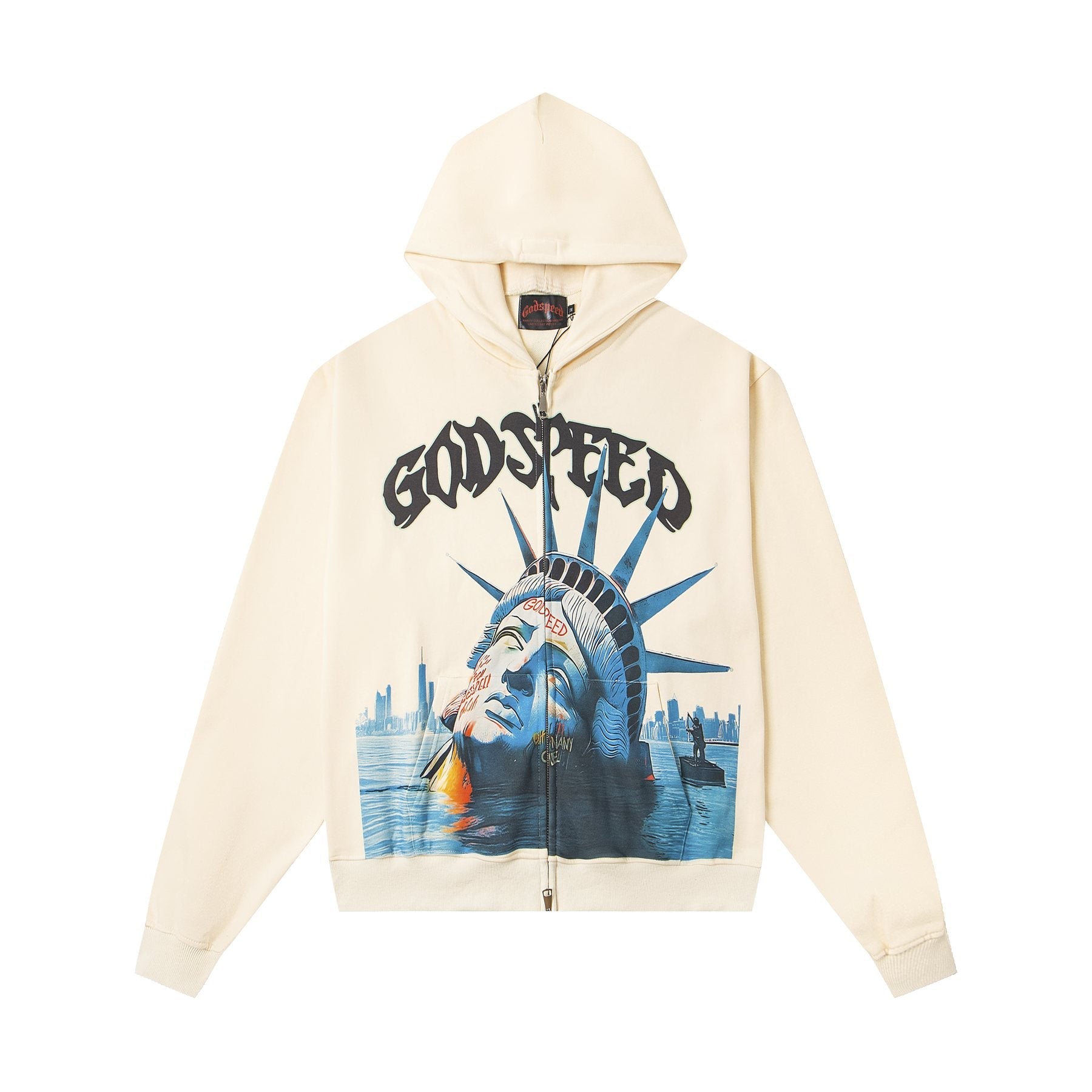 Godspeed Statue of Liberty Sun-Eye Zip Hoodie — front