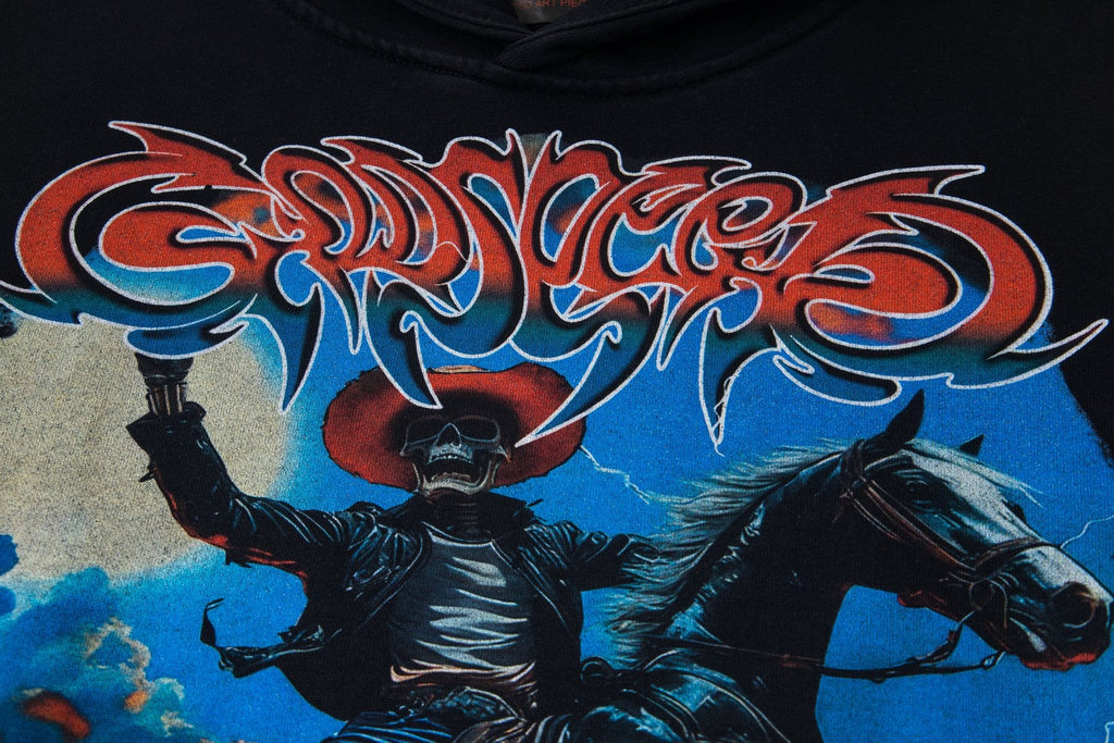 Godspeed Out of My Mind Cowboy Flame Graphic Hoodie — detail