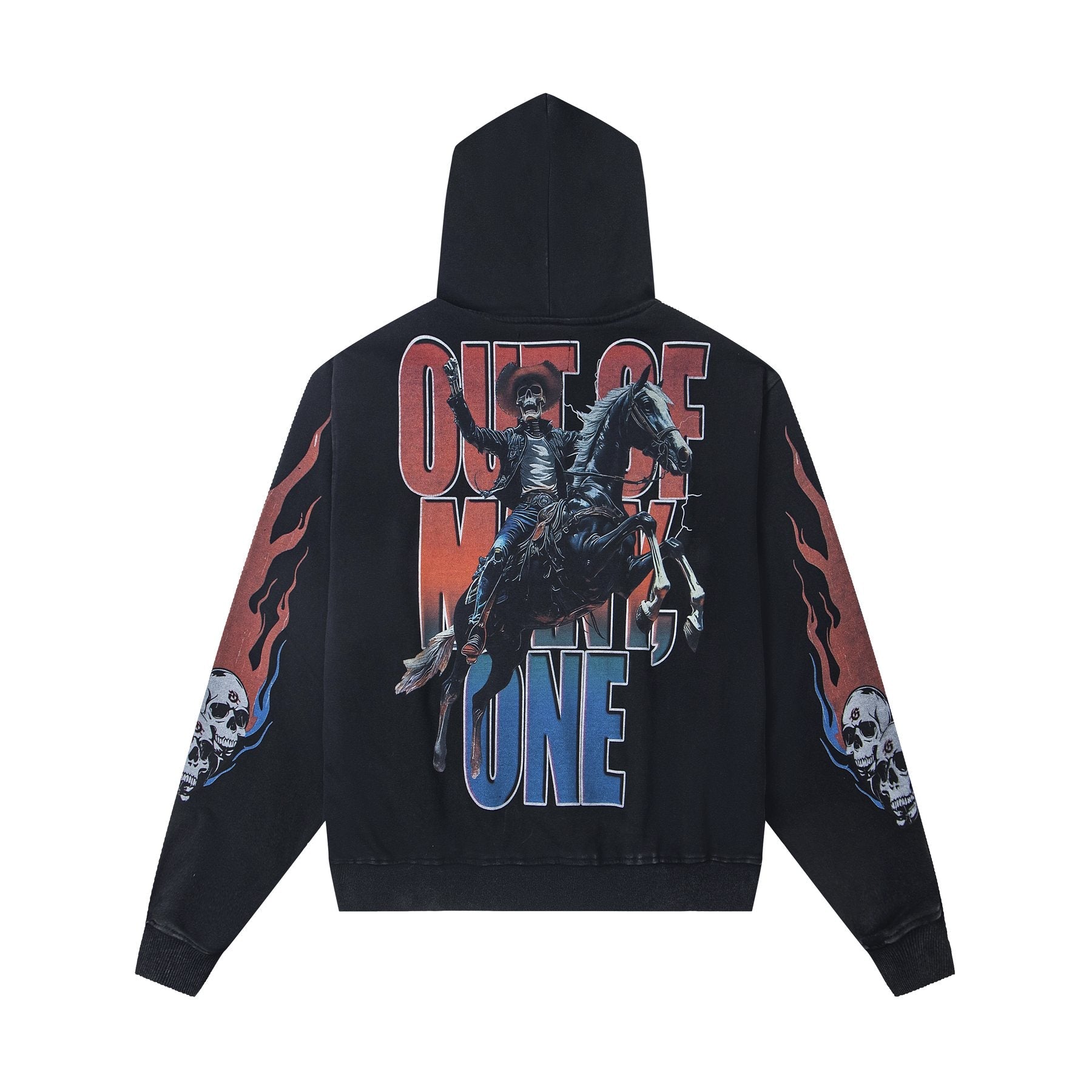 Godspeed Out of My Mind Cowboy Flame Graphic Hoodie — back