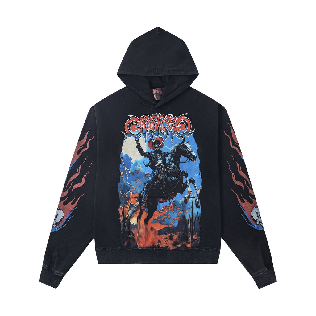 Godspeed Out of My Mind Cowboy Flame Graphic Hoodie — hero