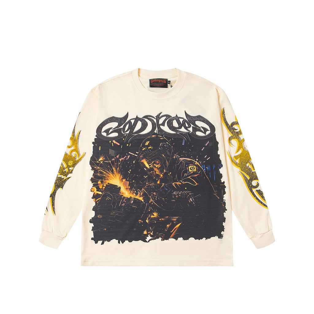 Godspeed White Graphic Long-Sleeve T-Shirt — front