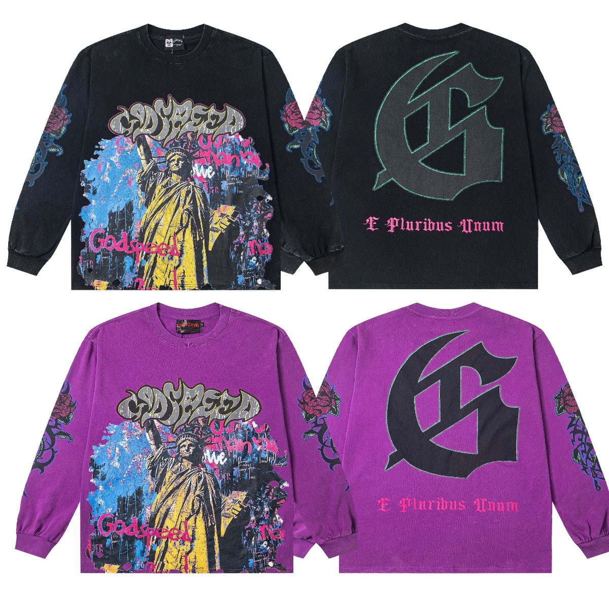 Godspeed E Pluribus Unum Graphic Long-Sleeve T-Shirt — comparison