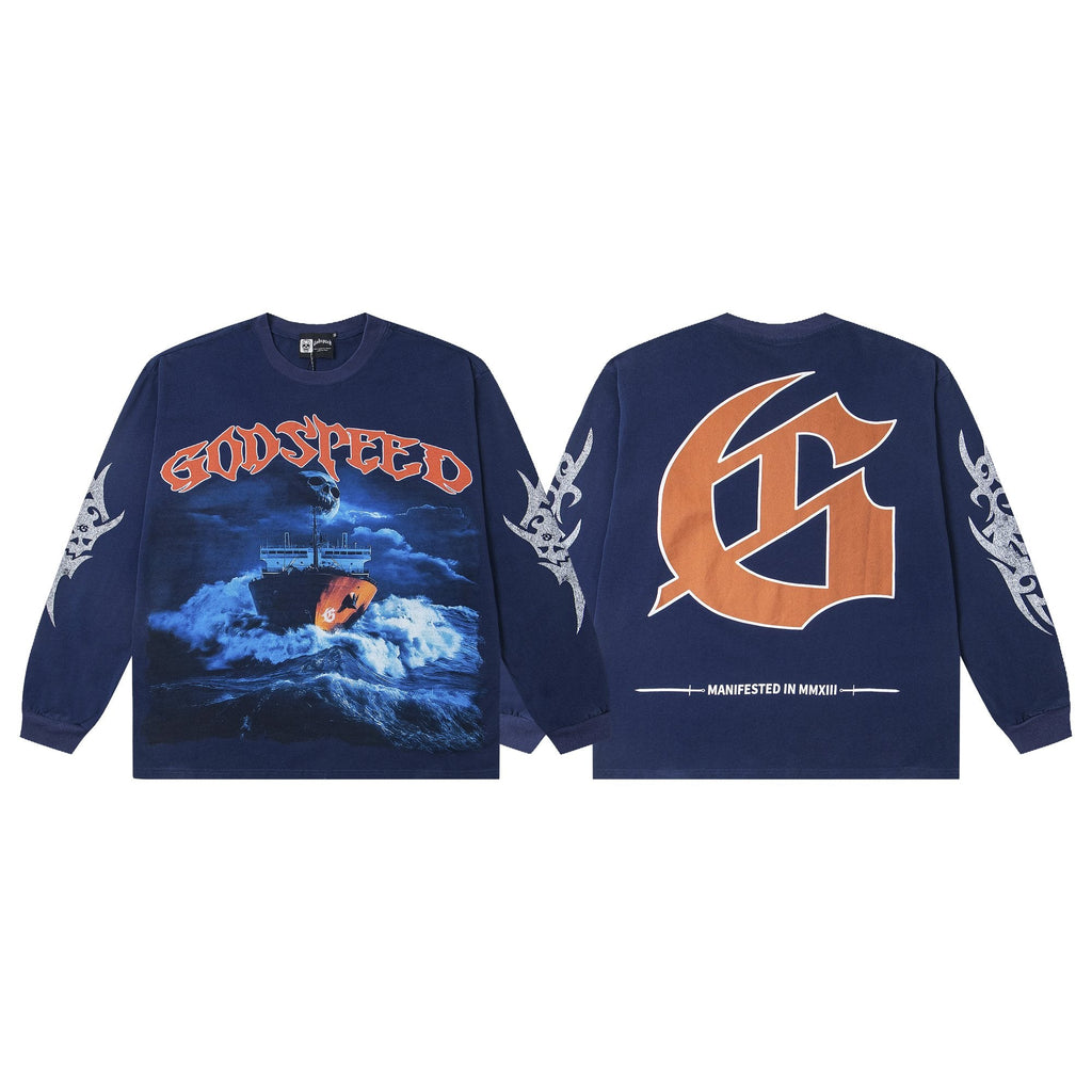 Godspeed Ship Graphic Long-Sleeve T-Shirt — hero