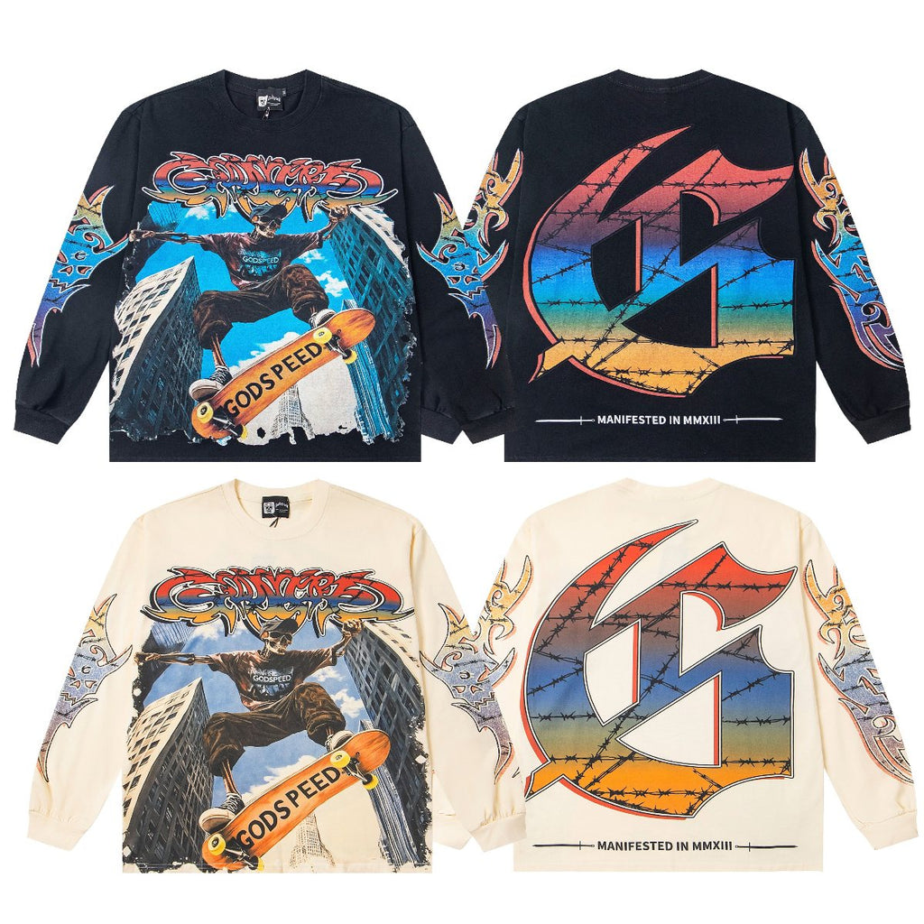 Godspeed White Ink Graphic Long-Sleeve T-Shirt — comparison
