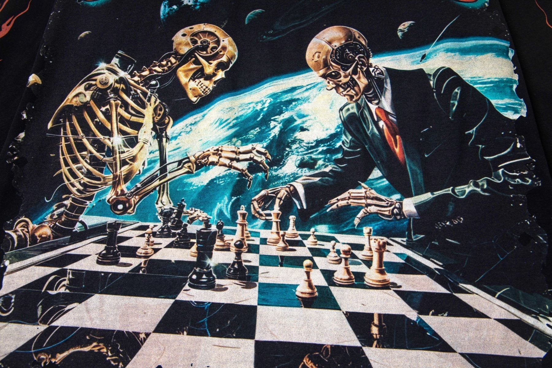 Godspeed Skeleton Chess Graphic Long-Sleeve T-Shirt — detail