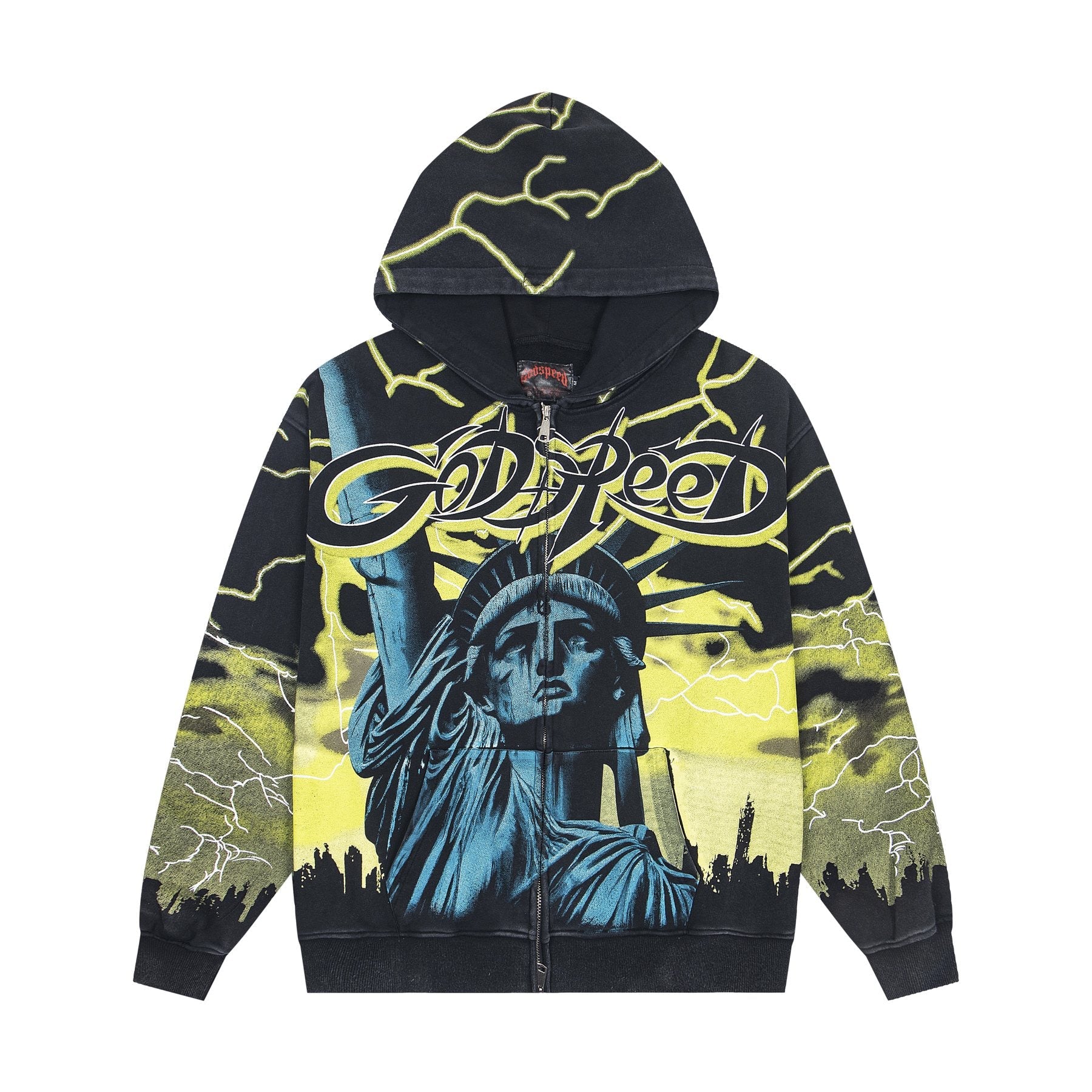 Godspeed Out of Many One All-Over Print Zip Hoodie — front